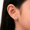Boucles D'oreilles Puces Or Jaune Cercis Strass|Marc Orian New