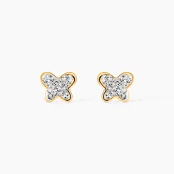 Boucles D'oreilles Puces Or Jaune Cercis Strass|Marc Orian New