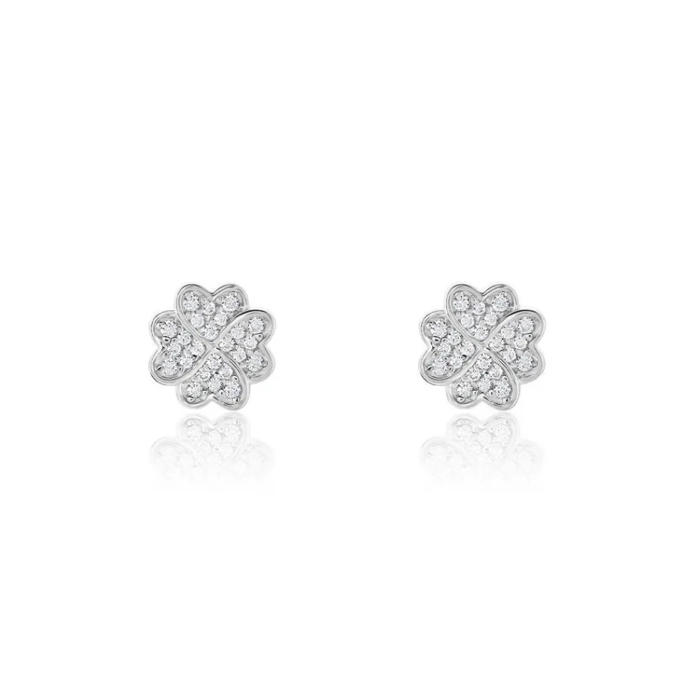 Boucles D'oreilles Puces Ottilie Argent Blanc Oxyde De Zirconium|Marc Orian Discount