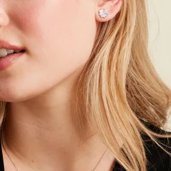 Boucles D'oreilles Puces Ottilie Argent Blanc Oxyde De Zirconium|Marc Orian Discount