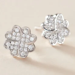 Boucles D'oreilles Puces Ottilie Argent Blanc Oxyde De Zirconium|Marc Orian Discount