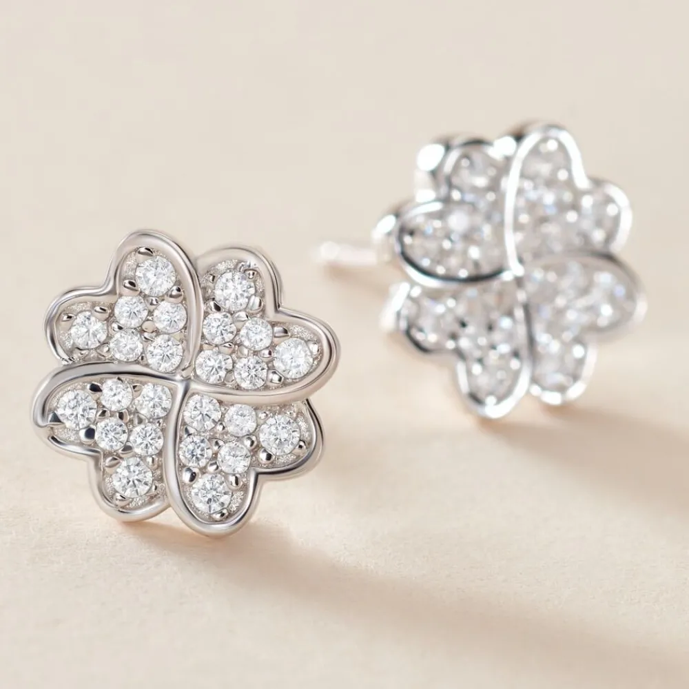 Boucles D'oreilles Puces Ottilie Argent Blanc Oxyde De Zirconium|Marc Orian Discount