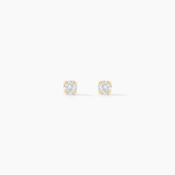 Boucles D'oreilles Puces Pepita Or Jaune Oxyde De Zirconium