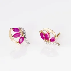 Boucles D'oreilles Puces Petale Et Diamant|Marc Orian Clearance