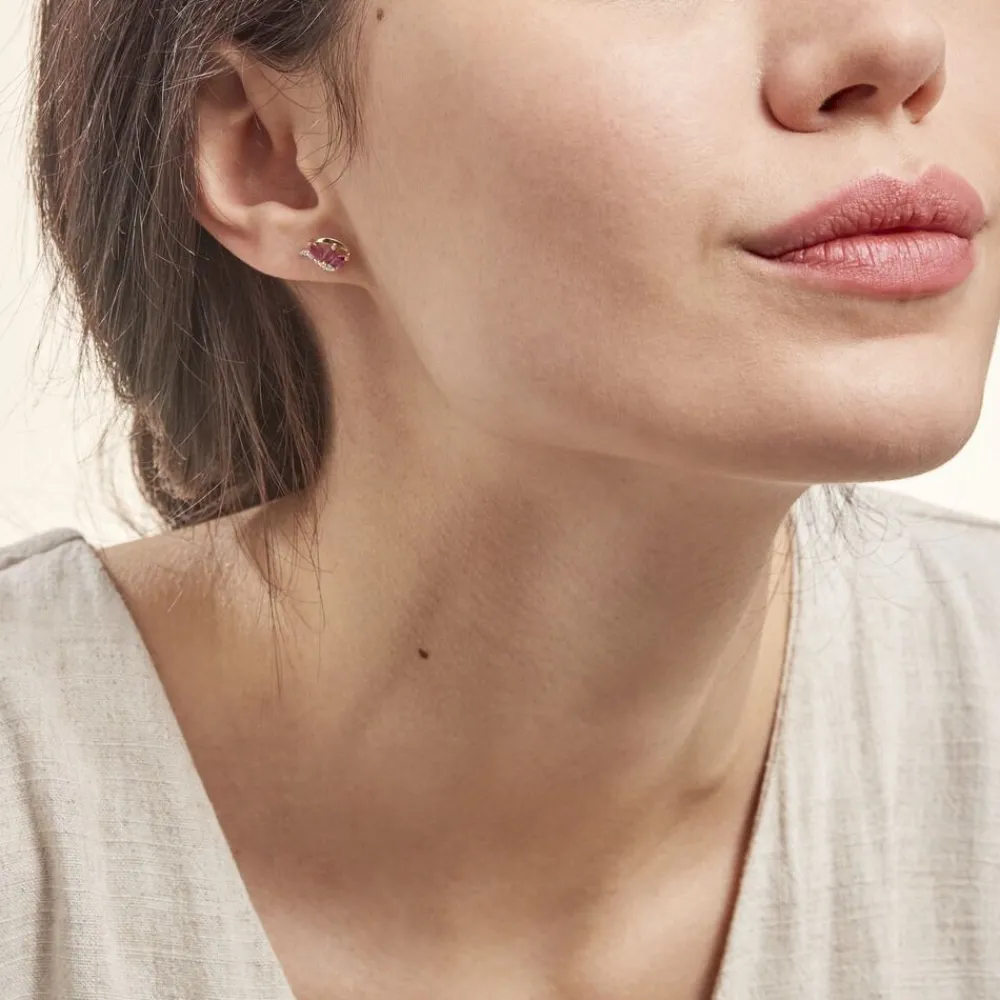 Boucles D'oreilles Puces Petale Et Diamant|Marc Orian Clearance