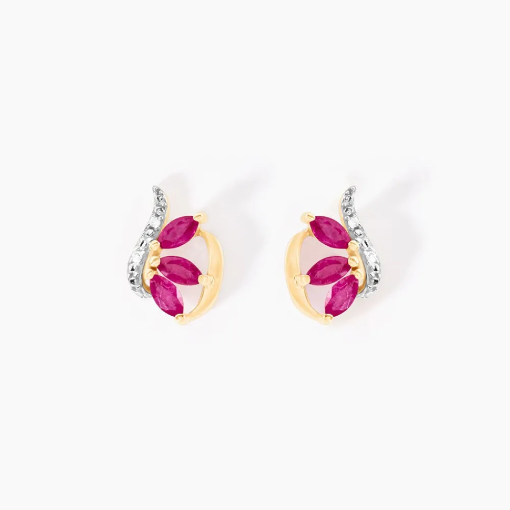 Boucles D'oreilles Puces Petale Et Diamant|Marc Orian Clearance