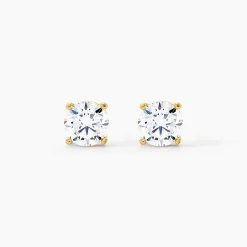 Boucles D'oreilles Puces Acier Doré Oxyde De Zirconium|PHEBUS HIM