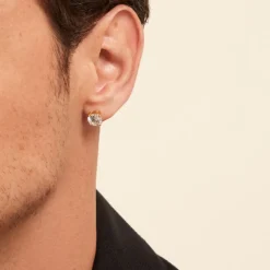 Boucles D'oreilles Puces Acier Doré Oxyde De Zirconium|PHEBUS HIM