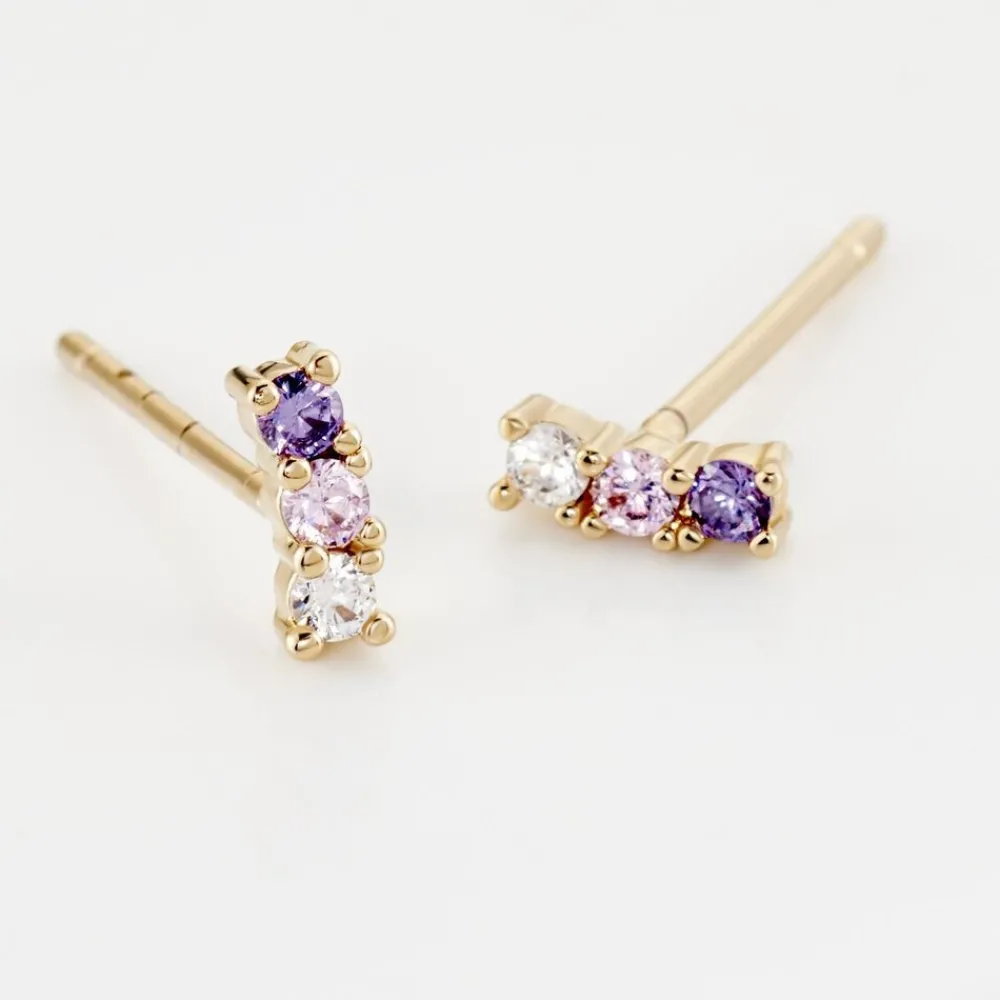 Boucles D'oreilles Puces Plaqué Or Jaune Alodia Oxydes De Zirconium|Marc Orian