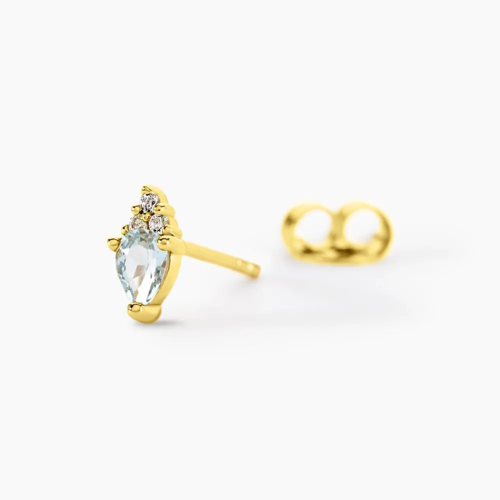 Boucles D'Oreilles Puces Poem Argent Jaune Topaze Oxyde De Zirconium|Marc Orian Discount