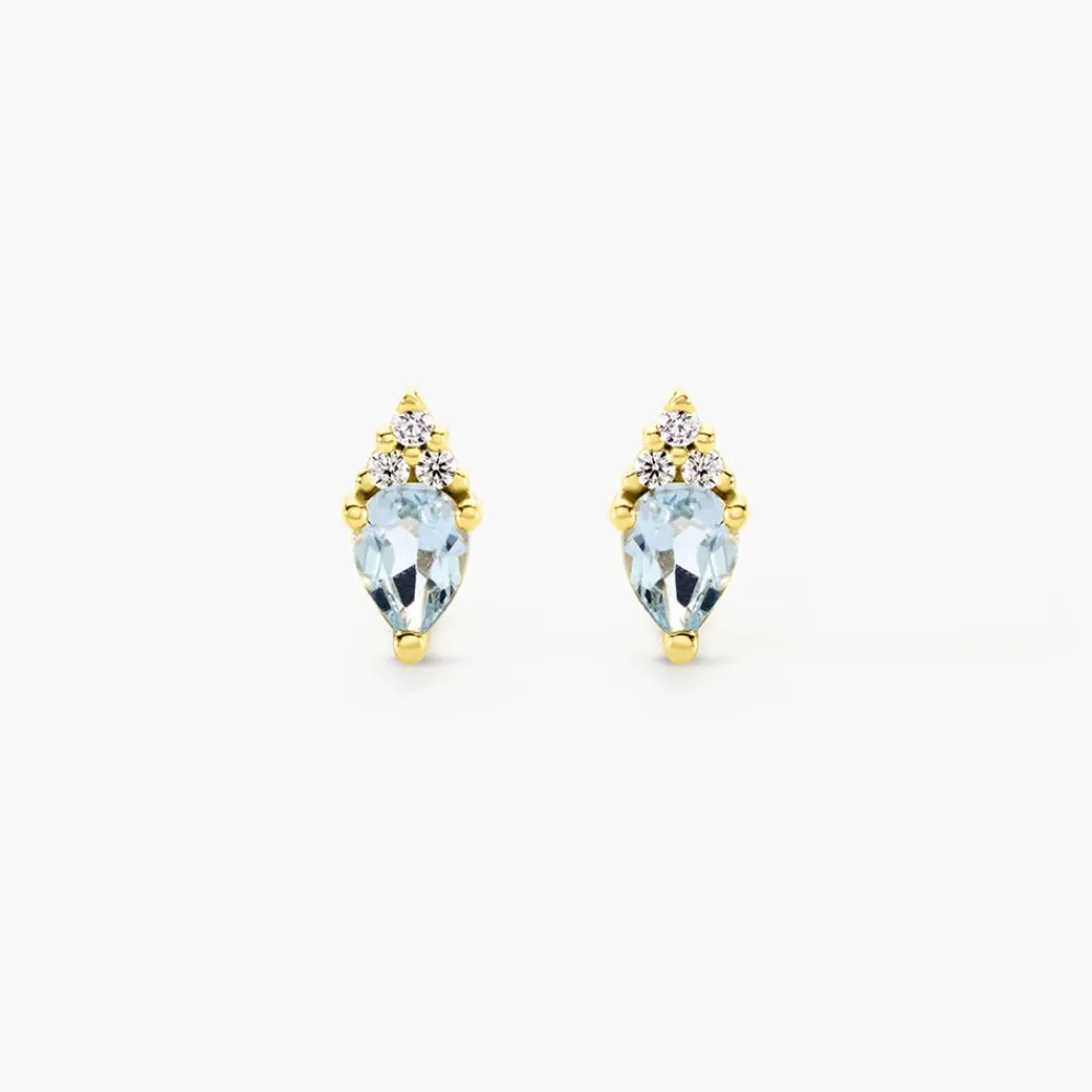Boucles D'Oreilles Puces Poem Argent Jaune Topaze Oxyde De Zirconium|Marc Orian Discount