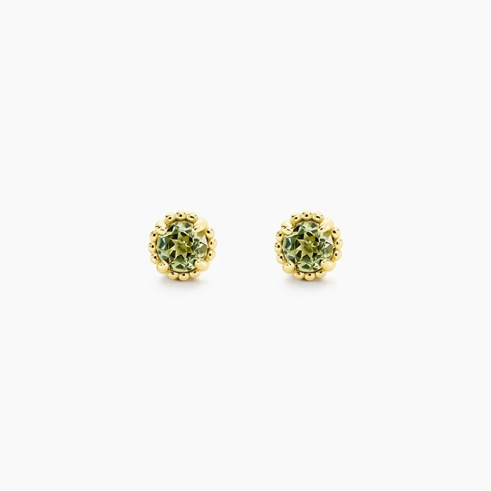 Boucles D'Oreilles Puces Poem Argent Jaune Péridot|Marc Orian Outlet
