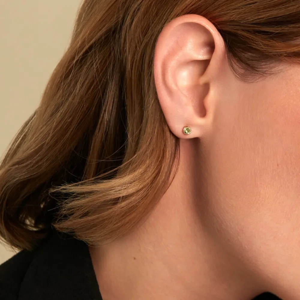 Boucles D'Oreilles Puces Poem Argent Jaune Péridot|Marc Orian Outlet