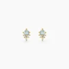 Boucles D'Oreilles Puces Poem Argent Jaune Topaze Oxyde De Zirconium