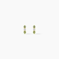 Boucles D'Oreilles Puces Poem Argent Jaune Péridot Oxyde De Zirconium