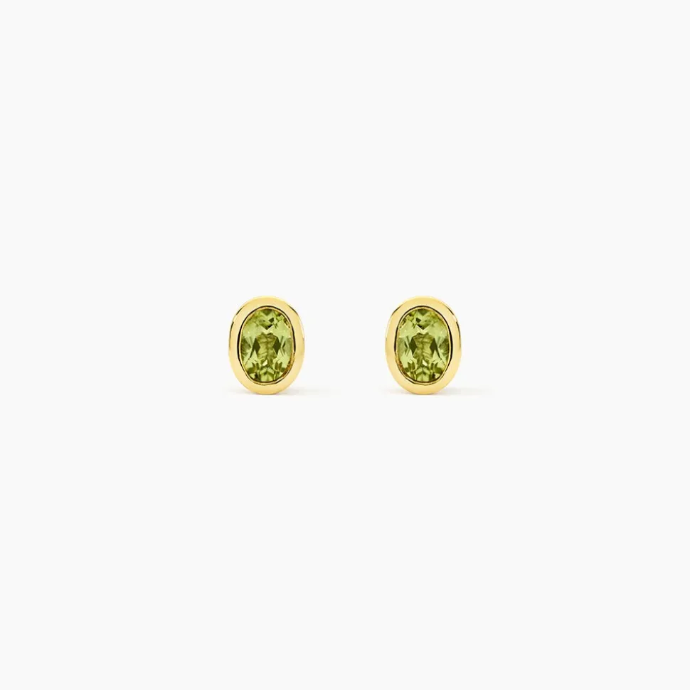 Boucles D'Oreilles Puces Poem Argent Jaune Péridot