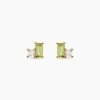 Boucles D'Oreilles Puces Poem Argent Jaune Péridot Oxyde De Zirconium