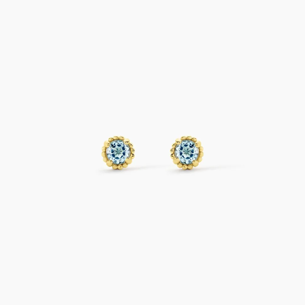 Boucles D'Oreilles Puces Poem Argent Jaune Topaze