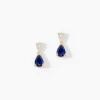 Boucles D'Oreilles Puces Porfirio Or Jaune Saphir Diamant