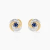 Boucles D'oreilles Puces Potentille Or Jaune Saphir