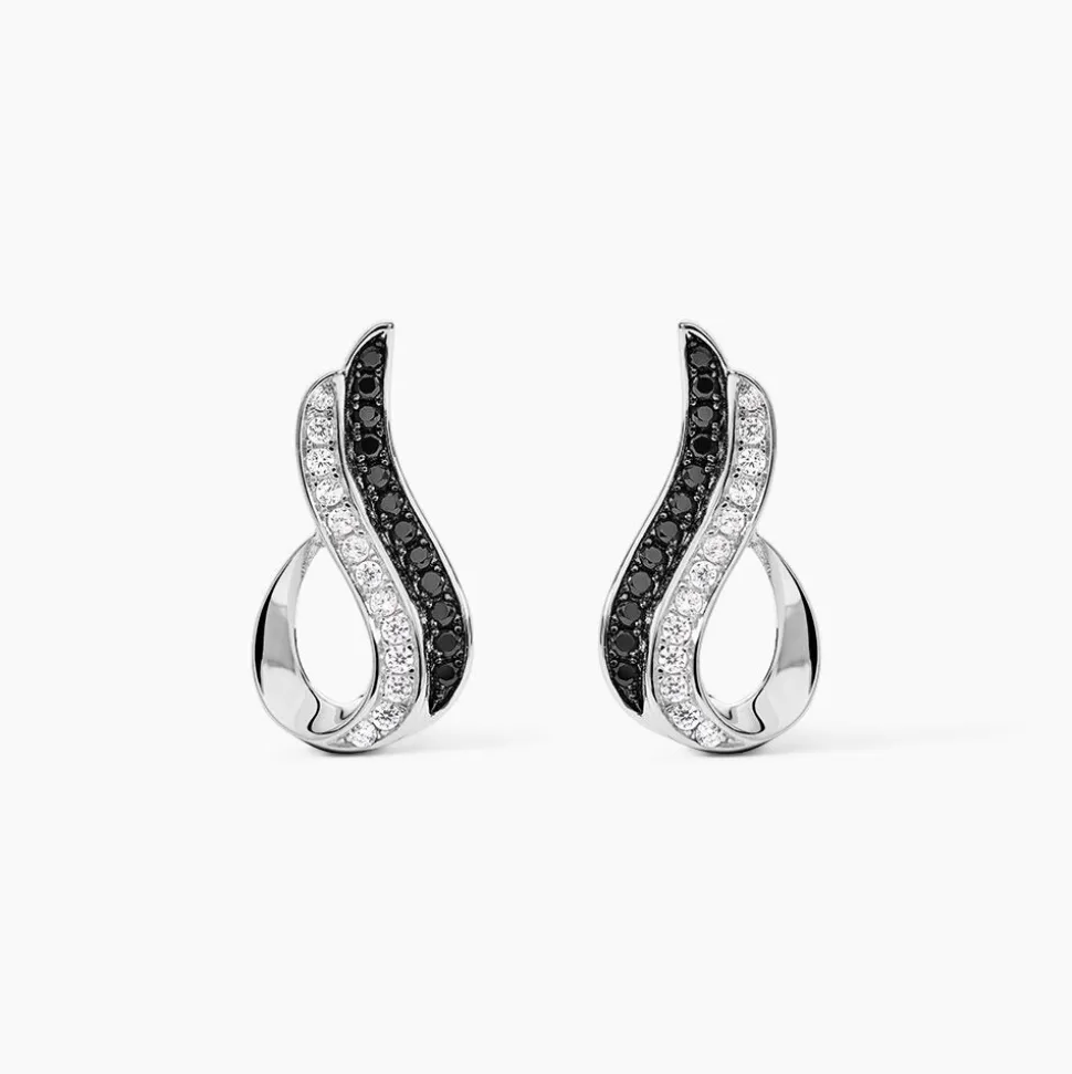 Boucles D'oreilles Puces Priscillia Argent Blanc Oxyde De Zirconium