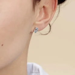 Boucles D'oreilles Puces Prudencia Or Blanc Topaze|Marc Orian Outlet