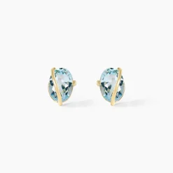 Boucles D'oreilles Puces Prudencia Or Jaune Topaze|Marc Orian New