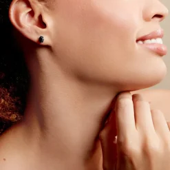 Boucles D'oreilles Puces Prudencia Or Blanc Saphir|Marc Orian Sale