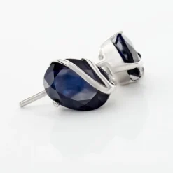 Boucles D'oreilles Puces Prudencia Or Blanc Saphir|Marc Orian Sale