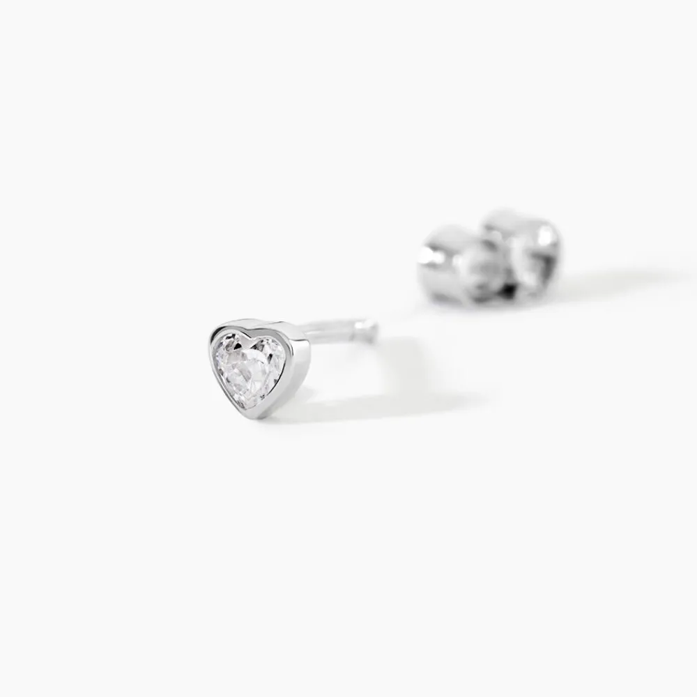 Boucles D'Oreilles Puces Querida Argent Blanc Oxyde De Zirconium|Marc Orian Discount