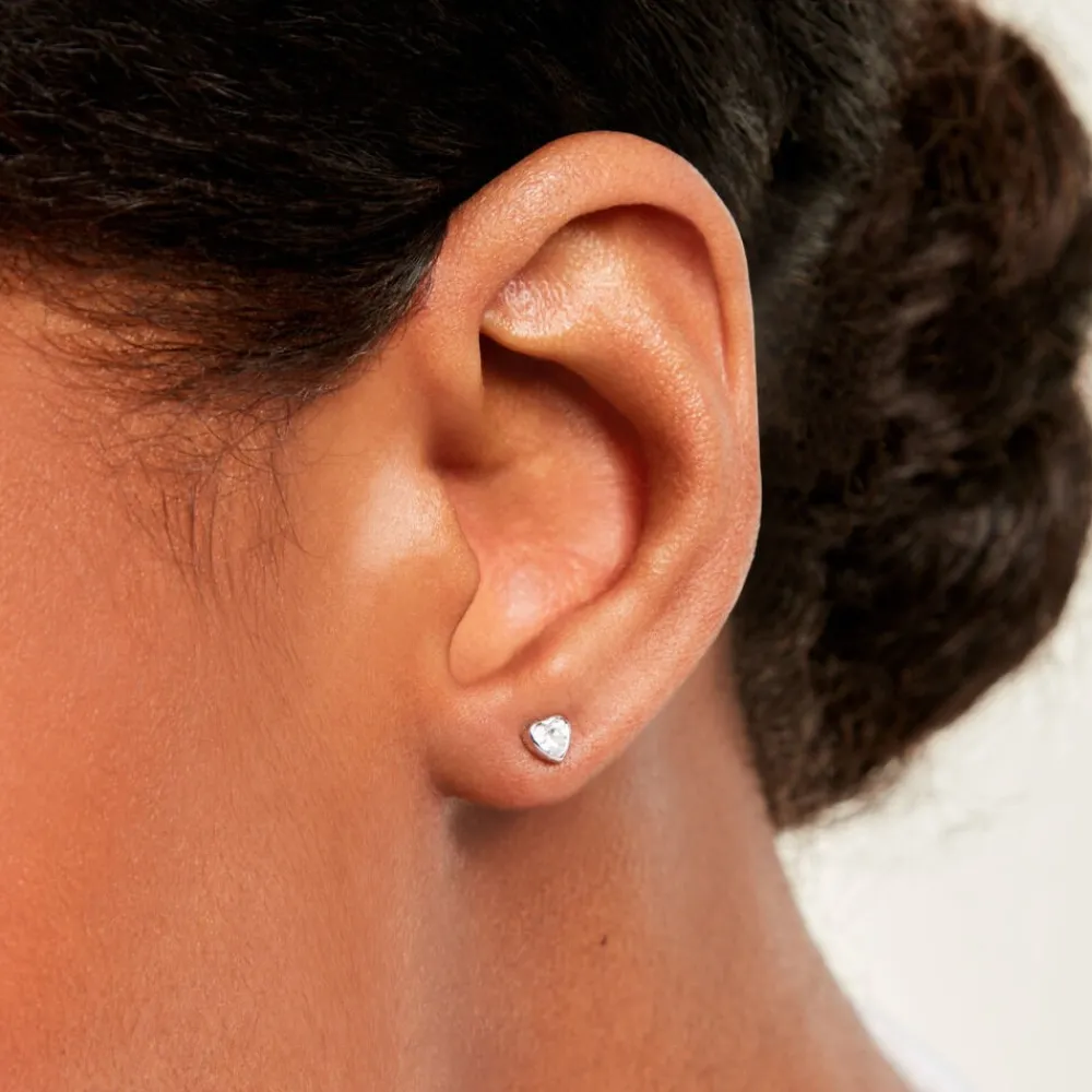 Boucles D'Oreilles Puces Querida Argent Blanc Oxyde De Zirconium|Marc Orian Discount