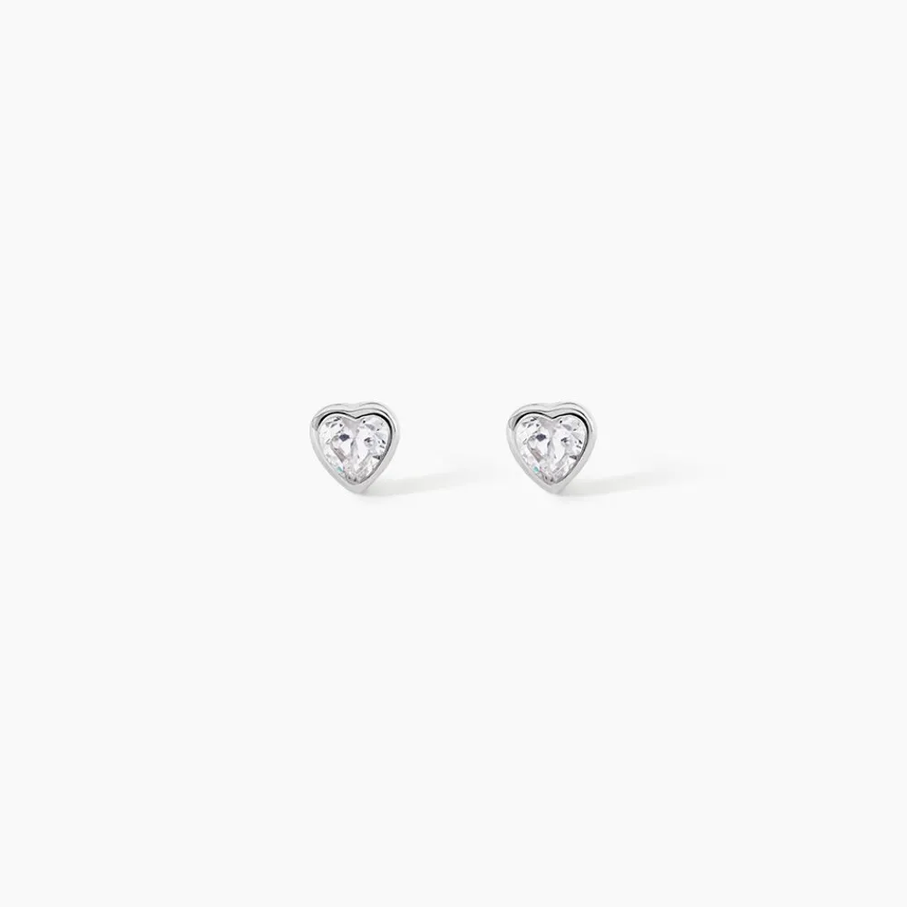 Boucles D'Oreilles Puces Querida Argent Blanc Oxyde De Zirconium|Marc Orian Discount