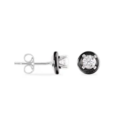 Boucles D'oreilles Puces Renda Argent Céramique Et Oxyde De Zirconium