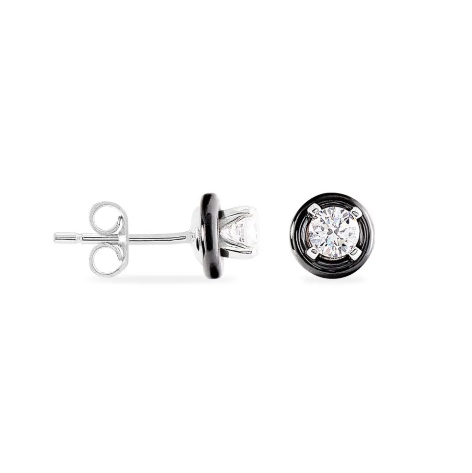 Boucles D'oreilles Puces Renda Argent Céramique Et Oxyde De Zirconium