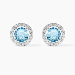 Boucles D'oreilles Puces Rio Argent Blanc Oxyde|Marc Orian Online