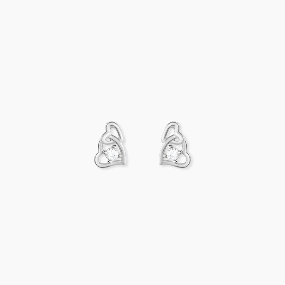 Boucles D'oreilles Puces Roma Argent Blanc Oxyde De Zirconium