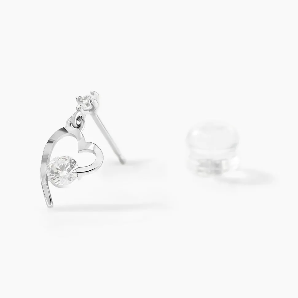 Boucles D'oreilles Puces Romance Or Blanc Oxyde De Zirconium