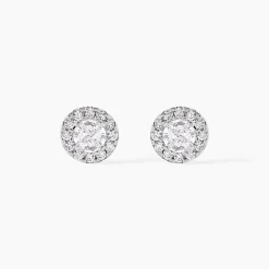 Boucles D'oreilles Puces Rosalie Or Blanc Oxyde De Zirconium