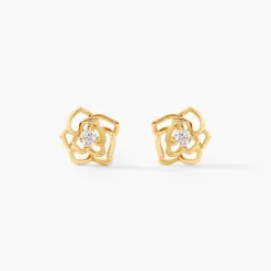 Boucles D'oreilles Puces Rozsi Or Jaune Oxyde De Zirconium