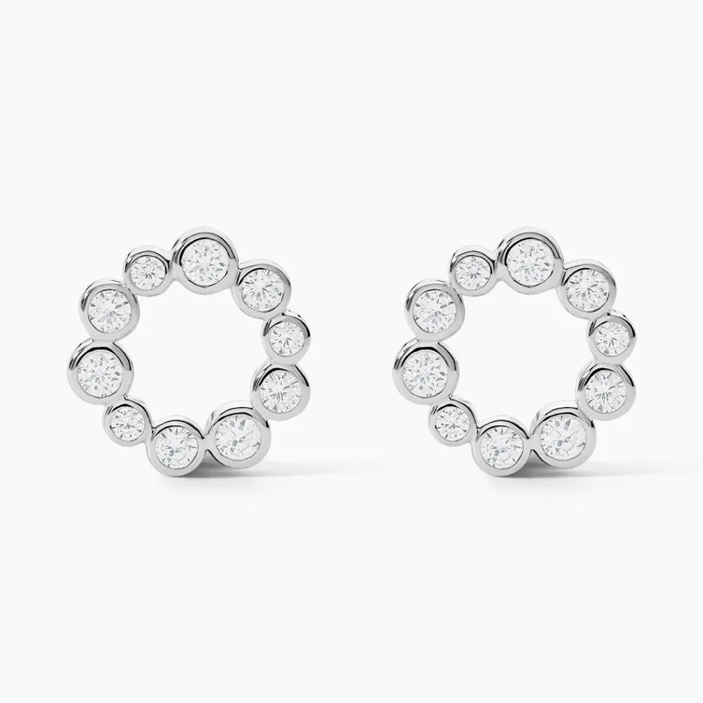 Boucles D'oreilles Puces Ryo Argent Blanc Oxyde De Zirconium|Marc Orian New