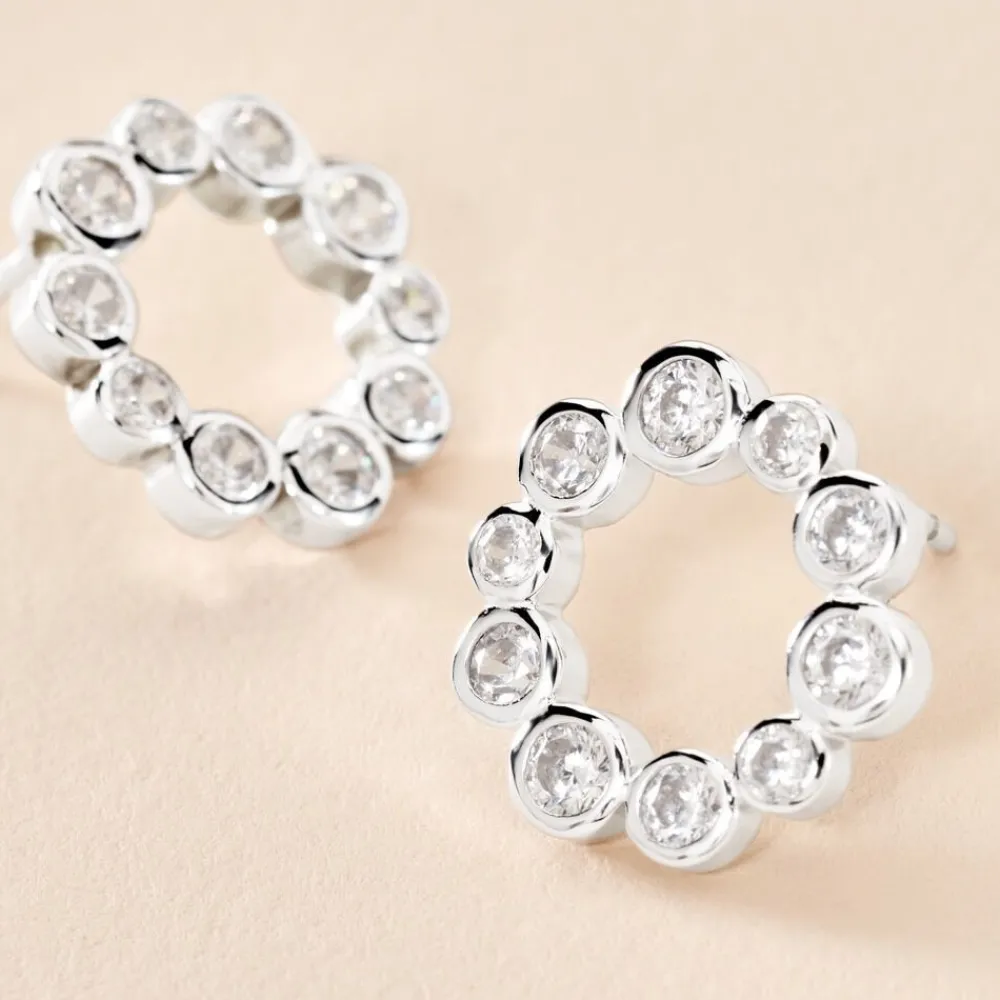Boucles D'oreilles Puces Ryo Argent Blanc Oxyde De Zirconium|Marc Orian New