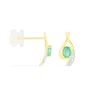 Boucles D'oreilles Puces Sagesse Or Jaune Emeraude Et Diamant