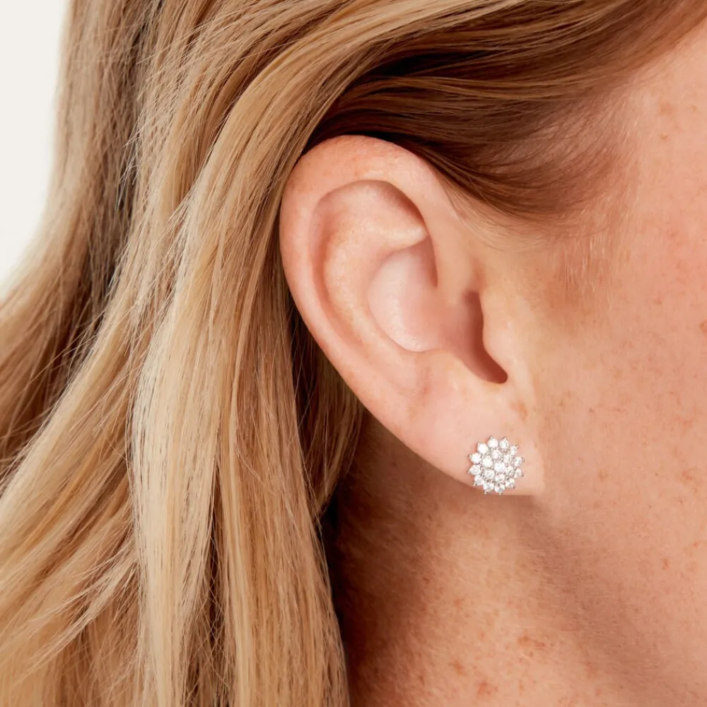 Boucles D'Oreilles Puces Saria Argent Blanc Oxyde De Zirconium|Marc Orian Clearance
