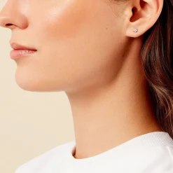 Boucles D'oreilles Puces Saya Argent Blanc Oxyde De Zirconium|Marc Orian