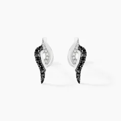 Boucles D'oreilles Puces Sculptural Or Blanc Diamant