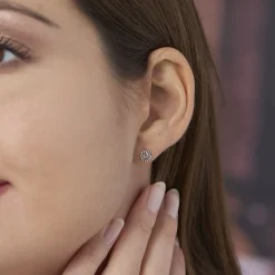 Boucles D'oreilles Puces Selima Argent Blanc