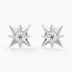 Boucles D'oreilles Puces Semira Argent Blanc Oxyde De Zirconium