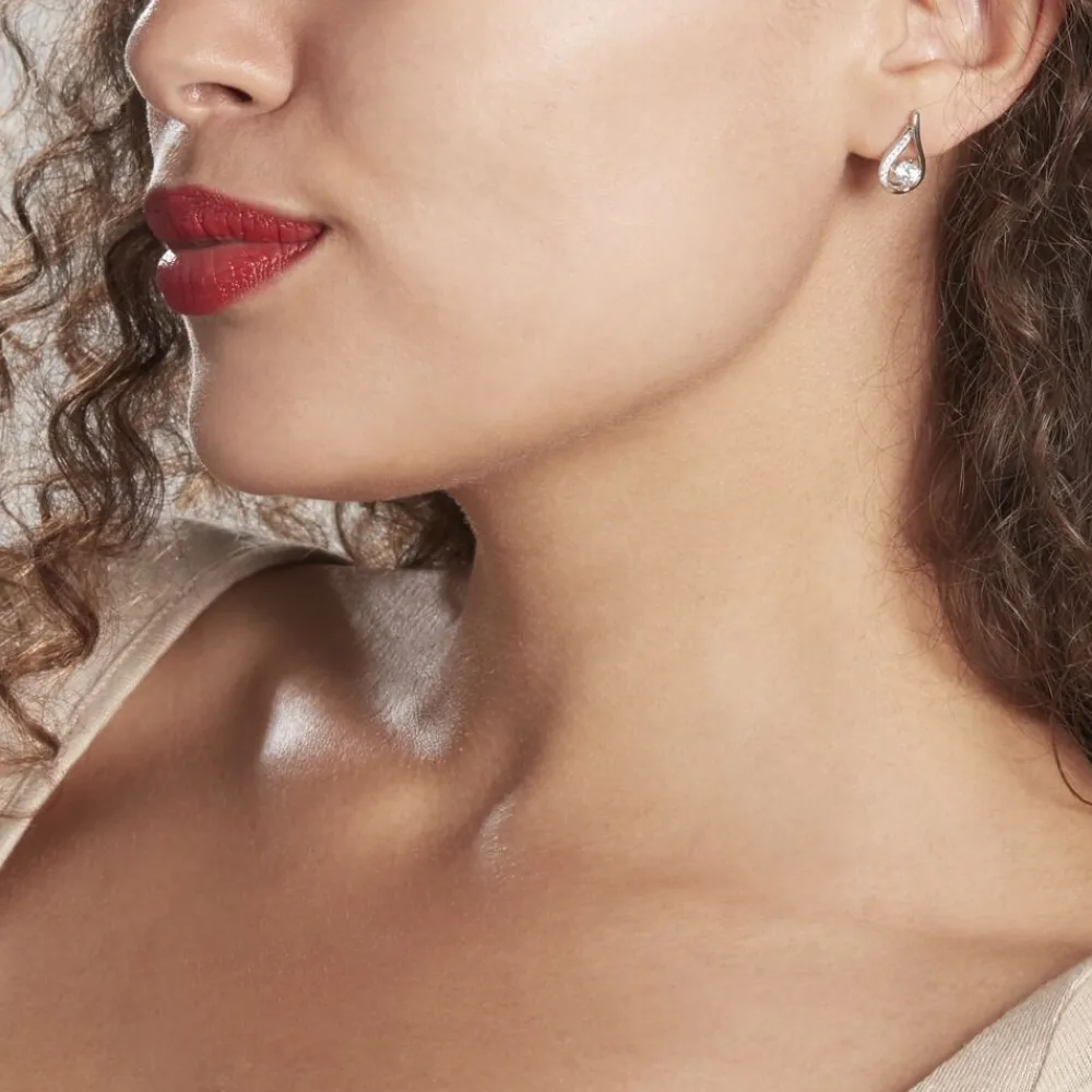 Boucles D'oreilles Puces Serena Argent Blanc Oxyde De Zirconium|Marc Orian Outlet