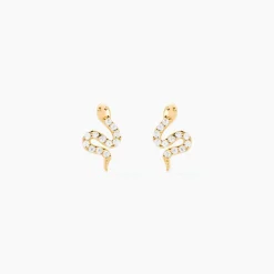 Boucles D'oreilles Puces Sergius Or Jaune Oxyde De Zirconium