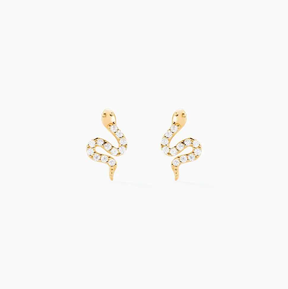 Boucles D'oreilles Puces Sergius Or Jaune Oxyde De Zirconium
